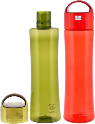 Heart Home 1000 ml Plastic Bottle(Pack of 2, Red, Green)