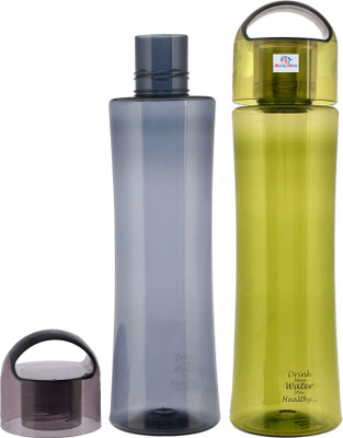 Heart Home 1000 ml Plastic Bottle(Pack of 2, Green, Grey)