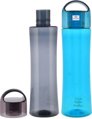 Heart Home 1000 ml Plastic Bottle(Pack of 2, Blue, Grey)