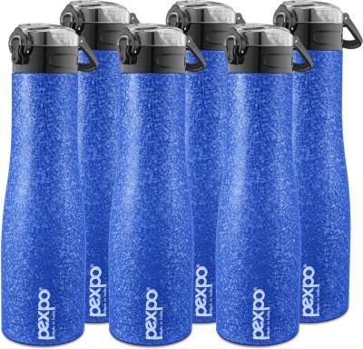 pexpo 1000 ml Sports and Hiking Stainless Steel Water Bottle, Monaco 1000 ml Bottle(Pack of 6, Blue, Black, Steel)