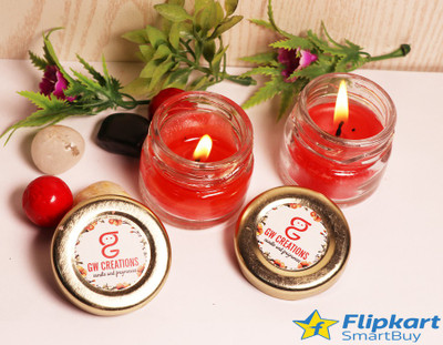 Flipkart SmartBuy Cylindrical Rose Jar Candle. made up of Parrafin Wax and are smokeless candles. Candle(Red, Pack of 1)