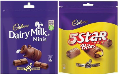 Cadbury DAIRY MILK MINIS 126 GM AND 5 STAR 202 GM Bars(2 x 164 g)
