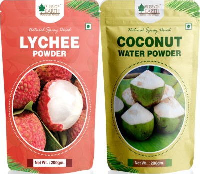 Bliss of Earth 200gm LYCHEE (litchi) Powder + 200gm Coconut Water Powder Natural Spray Dried(2 x 200 g)