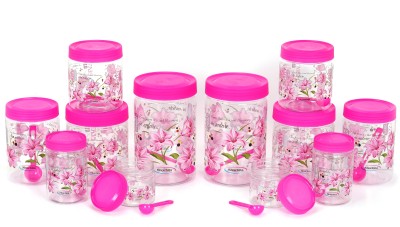 Foxy Plastic Grocery Container  - 2000 ml, 1500 ml, 1000 ml, 750 ml, 500 ml, 250 ml(Pack of 12, Pink)