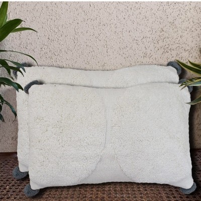 AMITRA Abstract Pillows Cover(Pack of 2, 12 cm*18 cm, White)