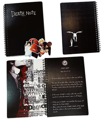 Goku Ki Dukan Death Note A5 Notebook With Rules, Art Covers, Quotes, character names and logo of Death Note Anime 110 Pages(Multicolor)