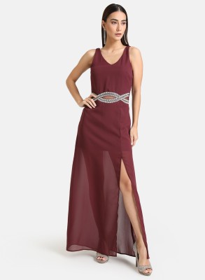 KAZO Women Maxi Maroon Dress