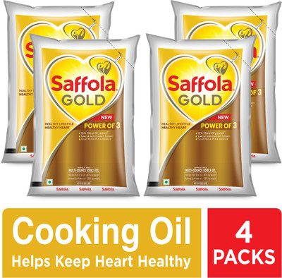 12% OFF on Saffola Gold Refined Cooking Rice Bran & Sunflower Blended Oil Pouch(4 x 1 L) 12% OFF on Saffola Gold Refined Cooking Rice Bran & Sunflower Blended Oil Pouch(4 x 1 L)