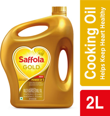 Saffola Gold Sunflower & Rice Bran refined oil | For heart healthy and delicious cooking Blended Oil Jar(1.82 kg)