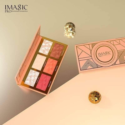 IMagic 6 IN 1-Highlight, Blush And Contour Palette 24 g(BRONZER, PEACH CORAL, MOOD FLUSH, CHAMPAGNE, CONTOUR, FLASH OPAL)