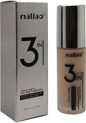 maliao 3 in 1 Face Finity All Day Flawless Primer Concealer And  Foundation(White, Ivory, 30 ml)