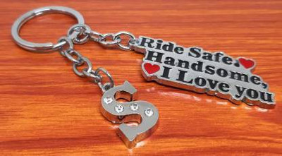 ShopTop Metal S initial and Ride Safe Handsome ILY key ring Key Chain