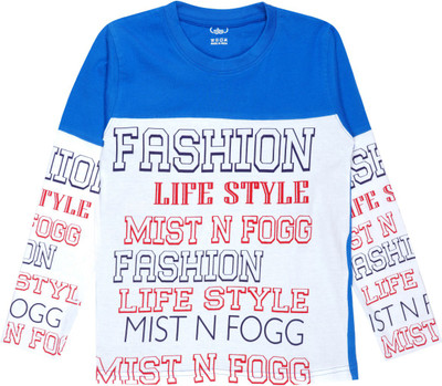 MIST N FOGG Boys Typography Cotton Blend Regular T Shirt(Multicolor, Pack of 1)