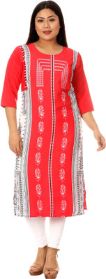 EthnicBasket Women Printed Straight Kurta(Pink)