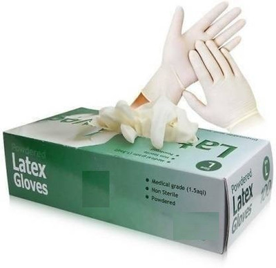 dental mart Disposable Surgical Gloves Latex Medical Hand Gloves Large Size Latex Examination Gloves(Pack of 60)