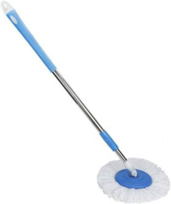 KAYKUS Stainless Steel Spin Mop Stick Plastic Mop Rod Stick Mops Floor Cleaning pocha Mop Head and Rod(Blue, Steel)