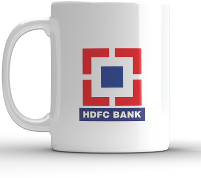 Shieldsmore Ceramic Designer HDFC Printed Coffee Cup/Mug For GIFT 325ML Ceramic Coffee Mug(325 ml)