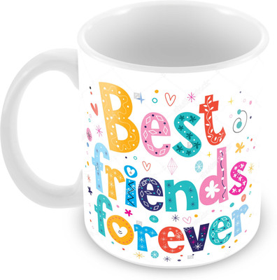Tuelip Printed Unique design Best Friend Forever for Tea And Coffee 350 ml Ceramic Coffee Mug(350 ml)