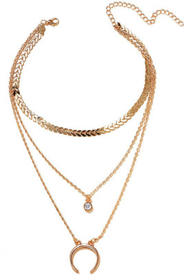 Oomph Gold tone Multi Layer Multi Stranded Horse Shoe Good Luck Charm Beads Gold-plated Plated Metal, Alloy Necklace
