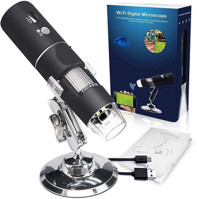RuhZa WiFi Digital Microscope, 50X-1000X Handheld Digital Zoom Microscope Endoscope Magnifier HD 2MP 8 LED for Android and iOS Smartphone Laptop Accessory(Black)