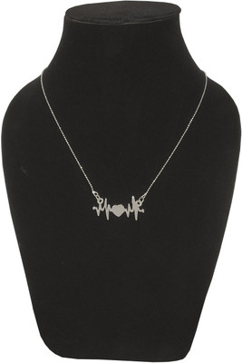 De-Ultimate Valentine's Day Romantic Heart-Beat Pulse Pendant Locket Necklace With Chain Silver Stainless Steel Pendant
