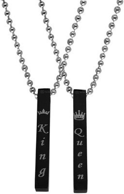 Shiv Jagdamba Gift For 4Sided Vertical 3D Bar King Queen Black Zinc,Metal Pendant For Unisex Rhodium Metal, Zinc, Stainless Steel Pendant