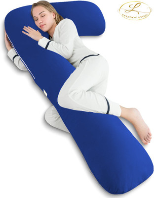 Linenovation Microfibre Solid Pregnancy Pillow Pack of 1(Nevy Blue)