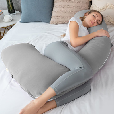 EVOL Upgrade Model Pregnancy Pillow Microfibre Solid Pregnancy Pillow Pack of 1(Light Grey)