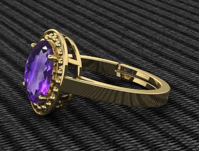 TODANI JEMS 9.25 Ratti 8.60 Carat Amethyst Katela Original Certified Natural Amethyst Stone Brass Amethyst Silver Plated Ring