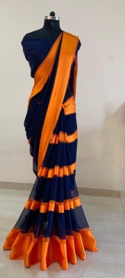 Hetvi Fashion Printed Bollywood Satin Saree(Orange)