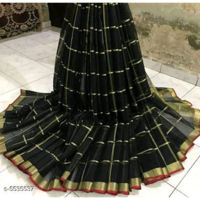 Vijay Laxmi Checkered Kanjivaram Silk Blend Saree(Multicolor)