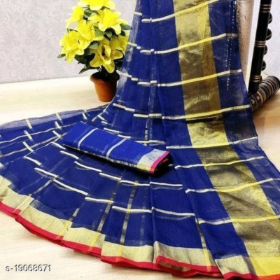 Vijay Laxmi Checkered Kanjivaram Silk Blend Saree(Multicolor)