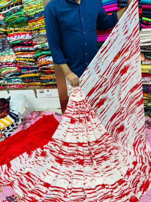 Sitanjali Printed Daily Wear Georgette Saree(Red)