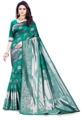 Hetvi Fashion Printed Bollywood Jacquard Saree(Multicolor)