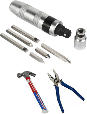 Digital Craft Combo of 3 Item Impact Screwdriver CRV Steel Portable with Plier 2 & Hammer Impact Screwdriver Set(Pack of 3)