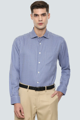 LOUIS PHILIPPE Men Checkered Formal Blue Shirt