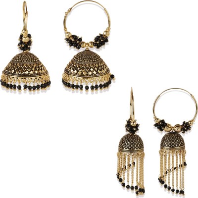 Anika's Creation Traditional Stylish Gold Plated Meenakari Designed Jhumka For Women Pearl Brass Earring Set