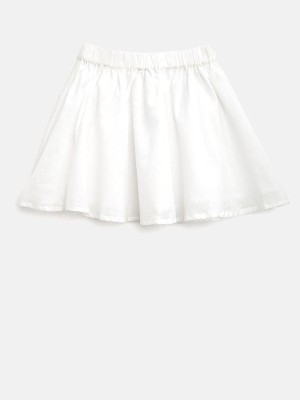 Aww Hunnie Solid Girls A-line White Skirt