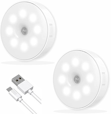 ZUKHRUF 8 LED Automatic LED USB Charging Wireless Sensor Wall Light (Pack of 2) Smart Sensor Light