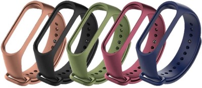 AMANDO MI BAND M4 & M3 (Not For M2) Set of 5 Pcs Smart Band Strap(Mullti Color)