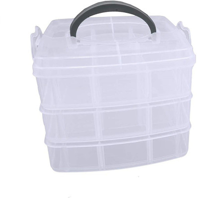 Qebham Multipurpose Storage Box/Basket/Container with Collapsible and Removable Divider Multi Purpose Vanity Box(White)