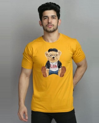 Suraj Creations Printed Men Round Neck Yellow T-Shirt