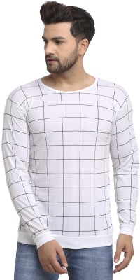 VIMAL JONNEY Checkered Men Round Neck White T-Shirt