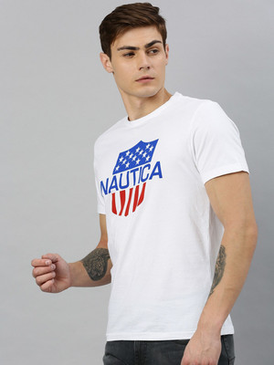 NAUTICA Printed Men Round Neck White T-Shirt