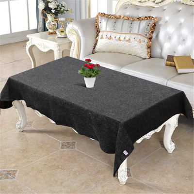 Heart Home Self Design 4 Seater Table Cover(Black, Polyester)