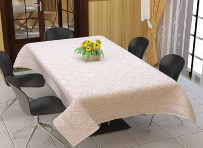WiseHome Solid 6 Seater Table Cover(Cream, Net Cloth, Polyester)