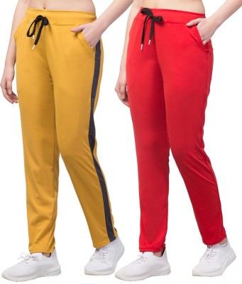 Bluecon Solid Women Red, Yellow Track Pants