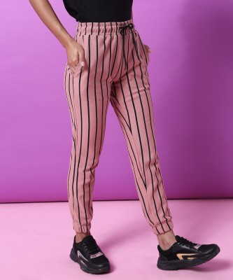 CAMPUS SUTRA Striped Women Pink Track Pants