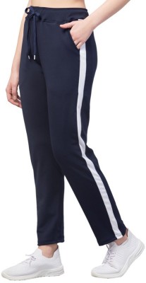 Bluecon Striped Women Dark Blue Track Pants