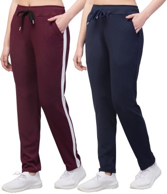 Bluecon Solid Women Blue, Maroon Track Pants